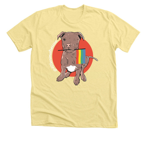 Frankie the Winkie Pittie, a Heather Yellow Gold Premium Unisex Tee