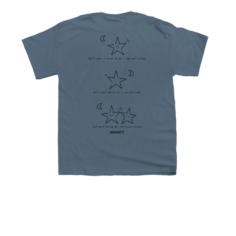 Kesem: Be My Friend (Stars), a Indigo Youth Unisex Tee (back-view)