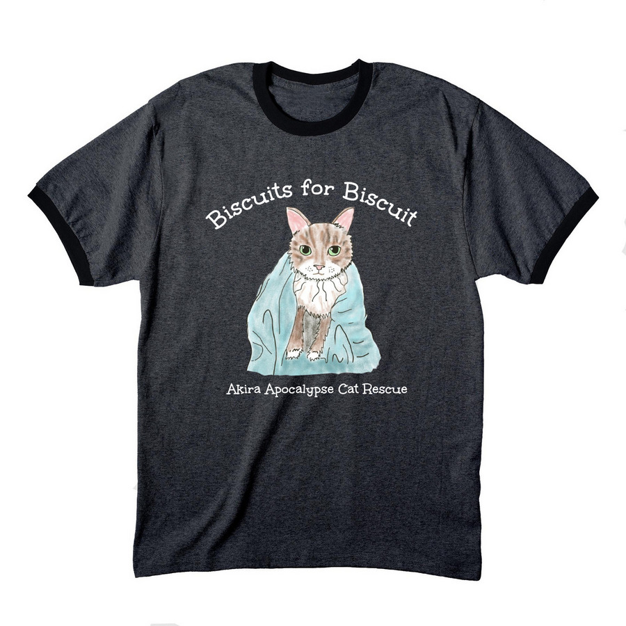 Fundraiser for street cat rescue Biscuit, a Dark Heather Grey/ Jet Black Cotton Ringer Tee