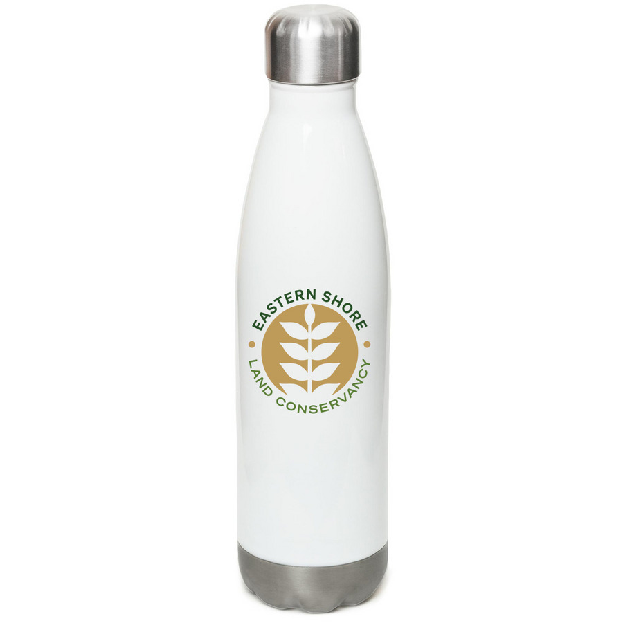 ESLC Logo Water Bottle, a White Stainless Steel Water Bottle