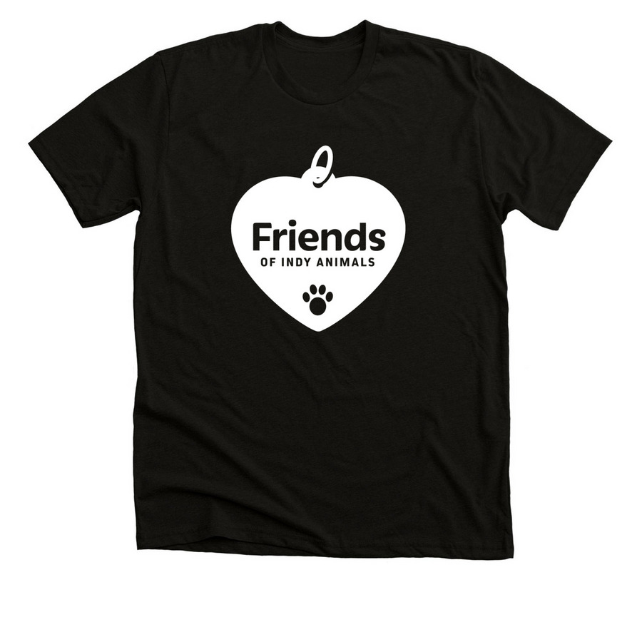 Friends of Indy Animals White Logo Tee, a Black Heather Premium Unisex Tee