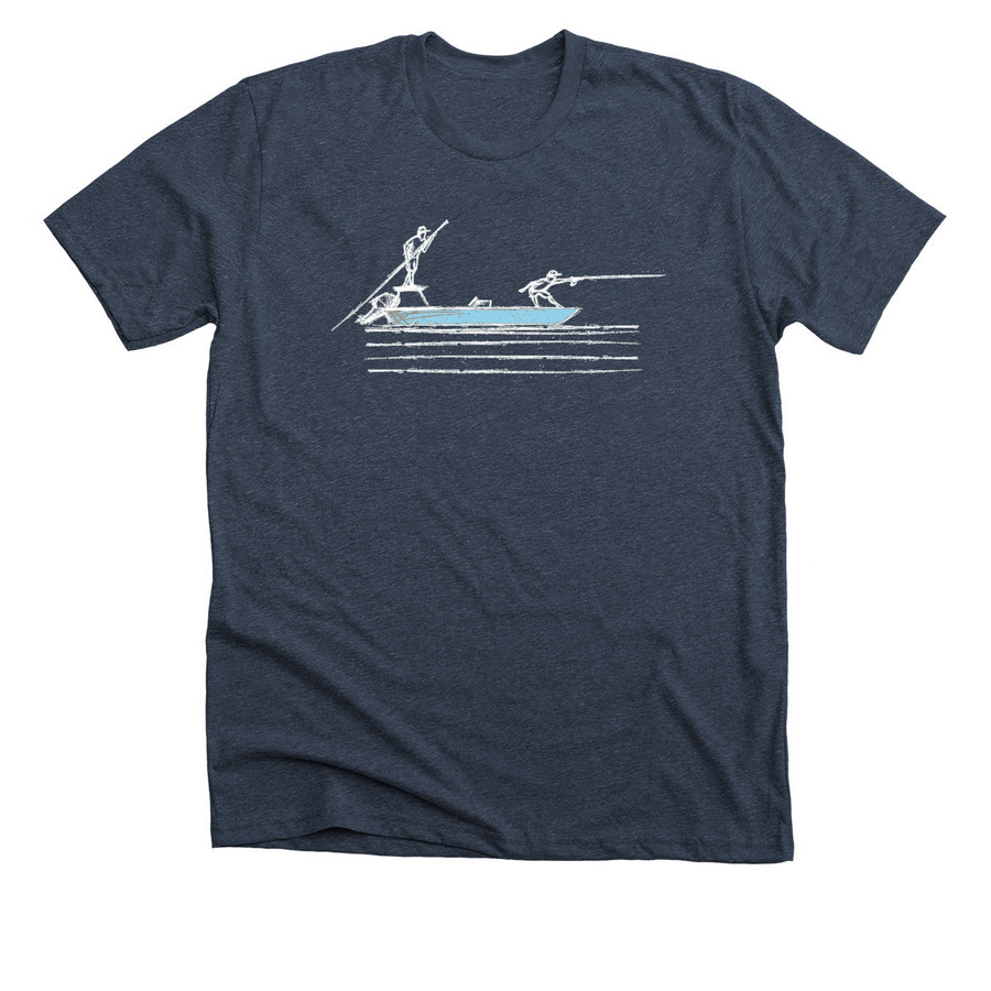 Fast Skiff, a Heather Midnight Navy Premium Unisex Tee
