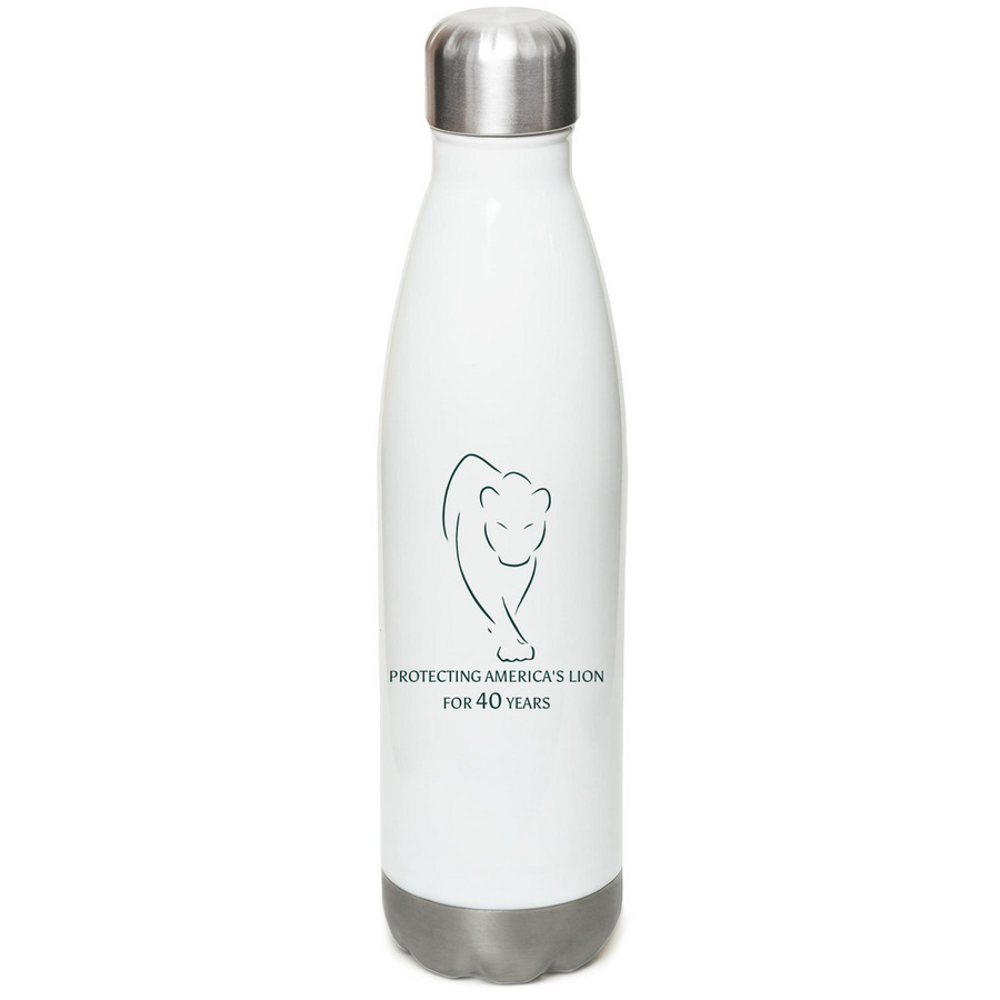 Protecting America's Lion, a White Stainless Steel Water Bottle