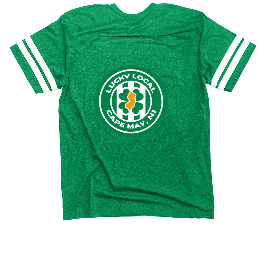 Lucky Local CM 2025 Collection, a Vintage Green / White Football Jersey Tee (back-view)