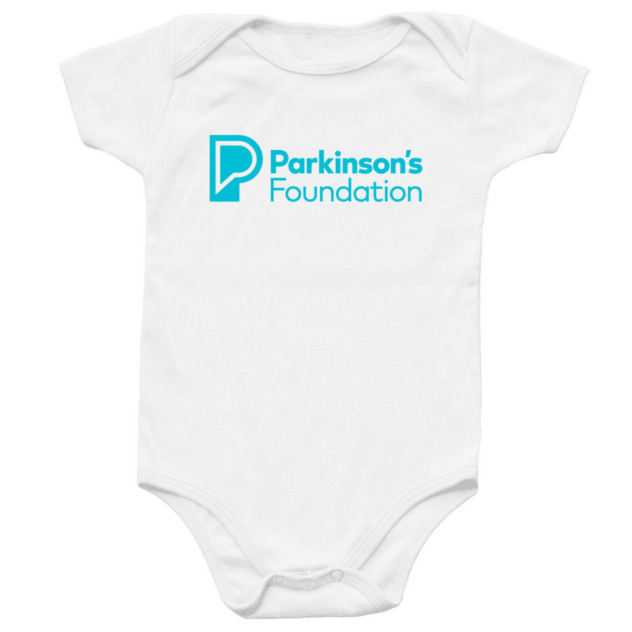 Parkinson's Foundation Blue Logo Baby Onesie, a White Infant Onesie