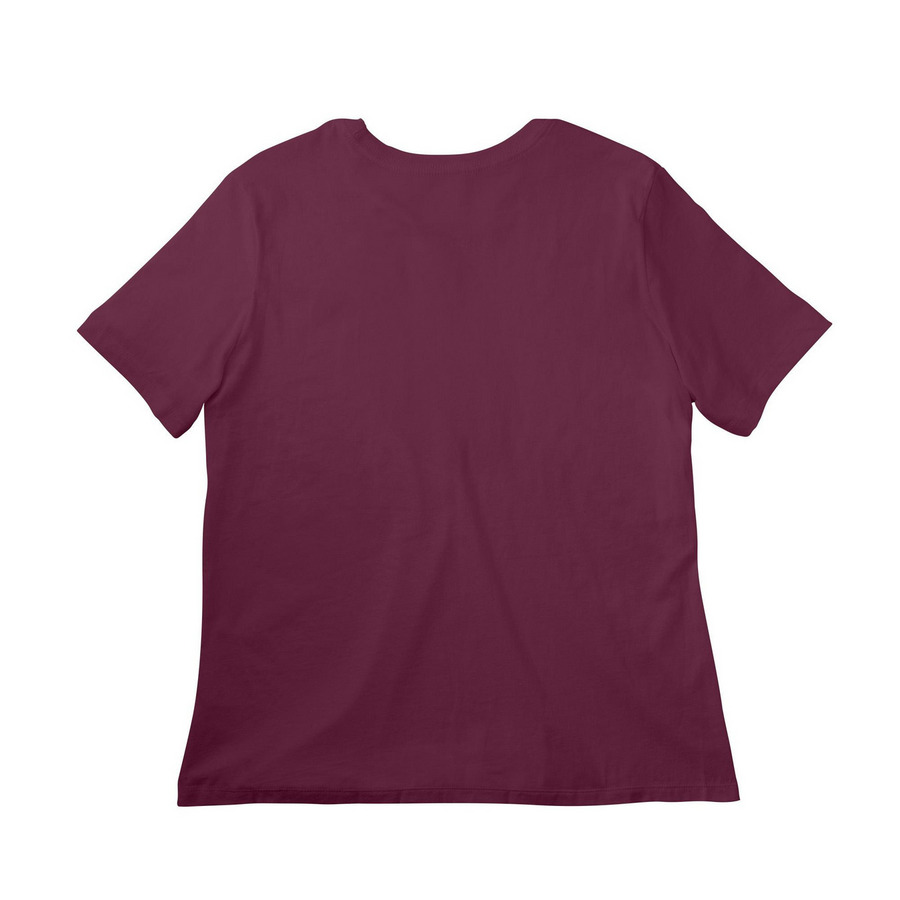 TEST TEST TEST, a Maroon Women?s Relaxed Cotton Tee (back-view)