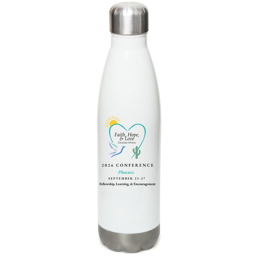 2026 Conference Water Bottle, a White Stainless Steel Water Bottle