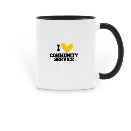I ?? COMMUNITY SERVICE&nbsp;Mug, a Black Two-Tone Ceramic Mug