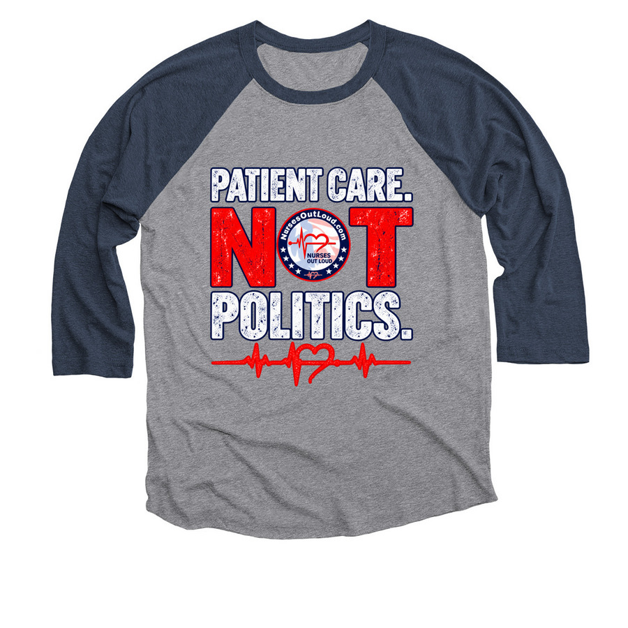 THE NURSES WHO WOULDN?T STAY SILENT., a Vintage Navy and Premium Heather 3/4 Sleeve Baseball Tee