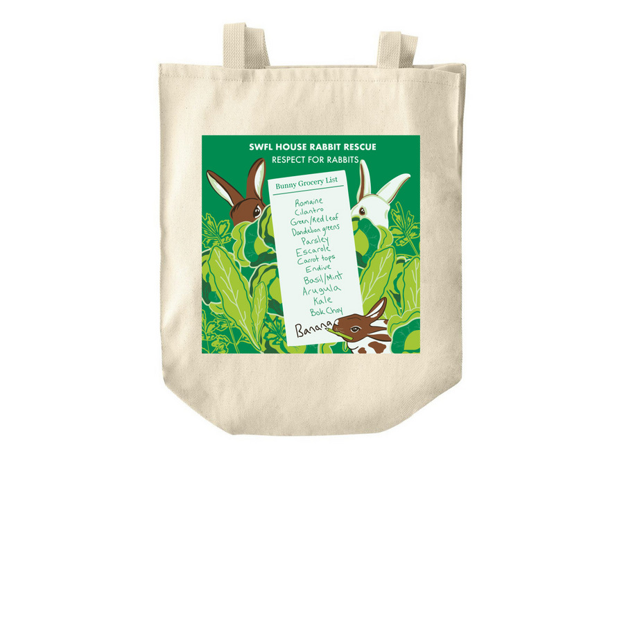 Rabbit Grocery List Tote Bag, a Natural Over-the-Shoulder Shopping Tote Bag