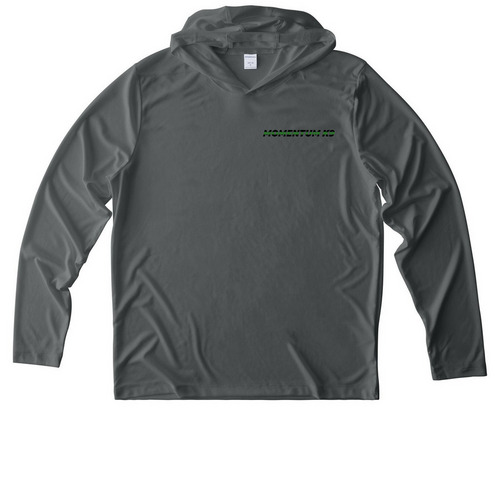 Momentum K9 | Built for the Work, a Dark Smoke Grey UV Performance Long Sleeve Hoodie