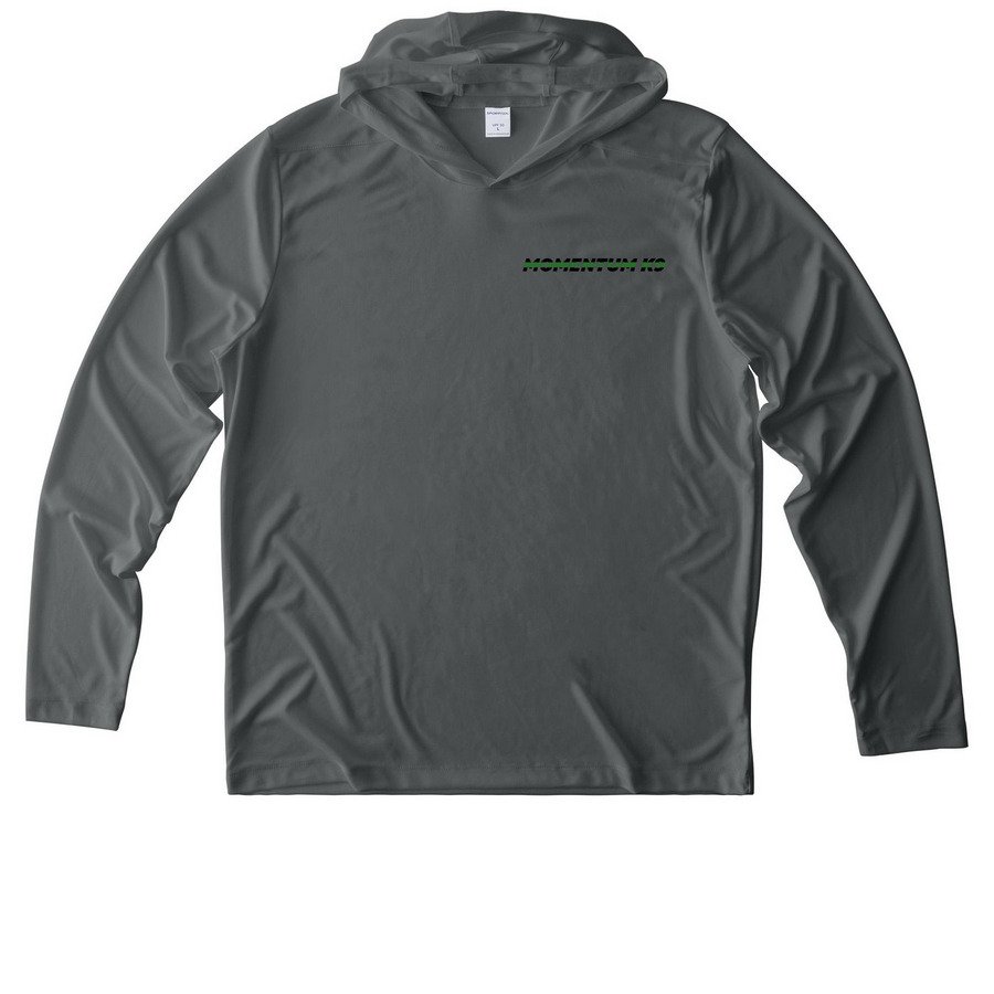 Momentum K9 | Built for the Work, a Dark Smoke Grey UV Performance Long Sleeve Hoodie