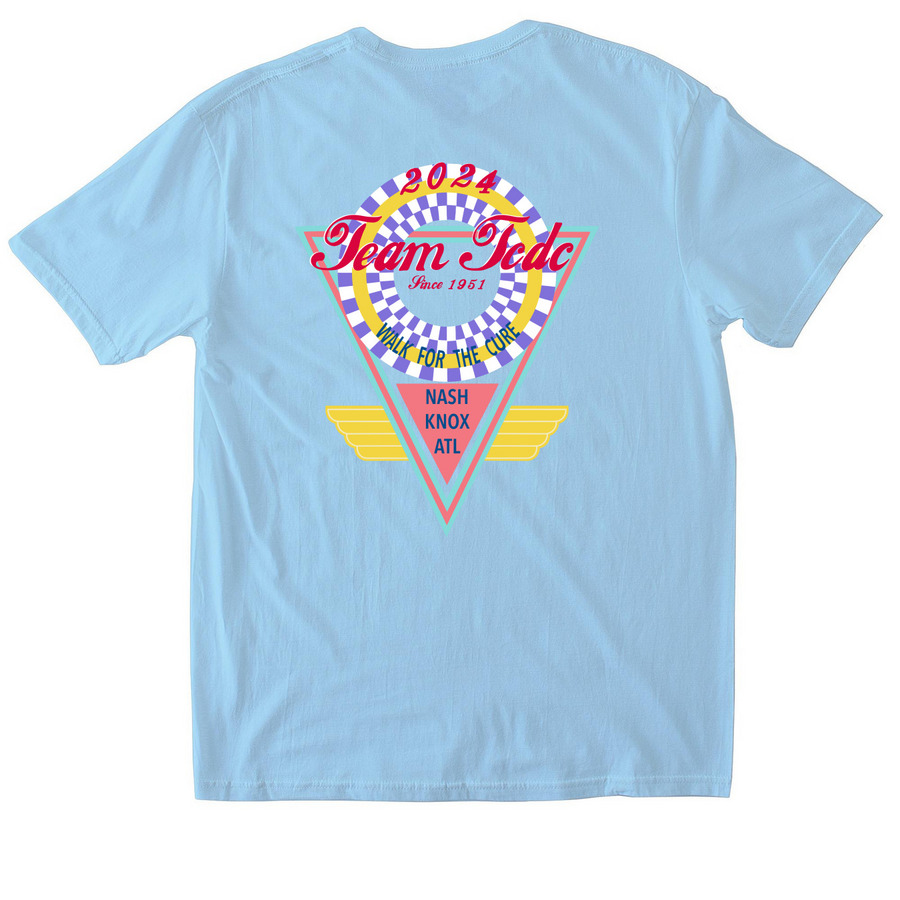 TCDC Breakthrough T1D 2024 Walk T-Shirts, a Light Blue Softstyle Cotton Tee (back-view)