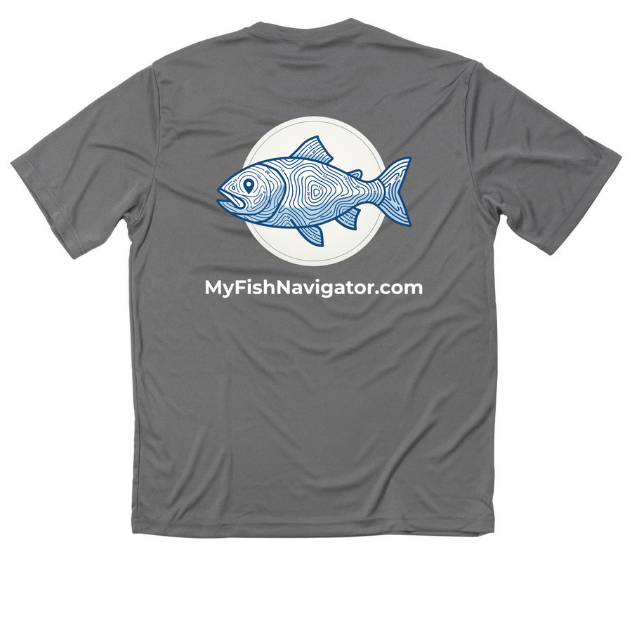 shirt with logo, a Grey Concrete Classic Performance Tee (back-view)