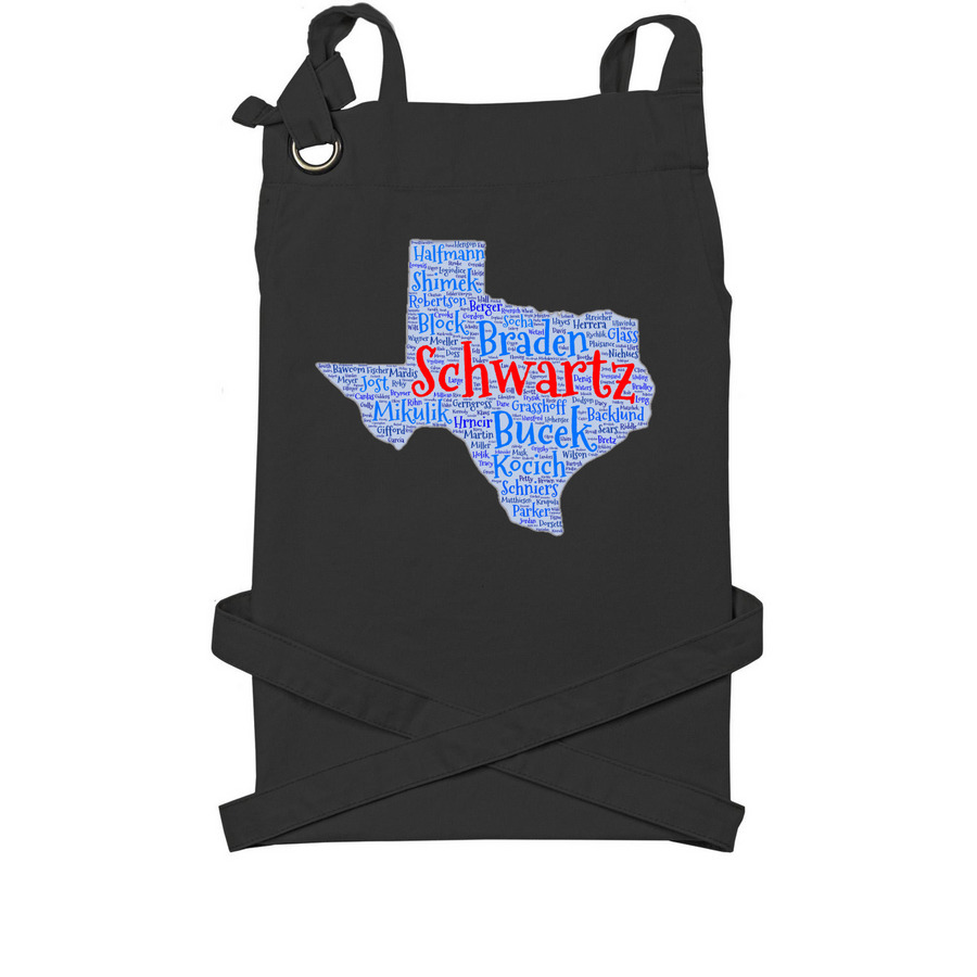 Texas Logo Apron, a Black Cotton Canvas Pocket Apron
