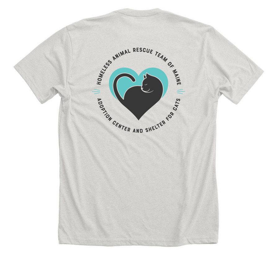 HART Black Cat Logo, a Heather Cement Premium Unisex Tee (back-view)