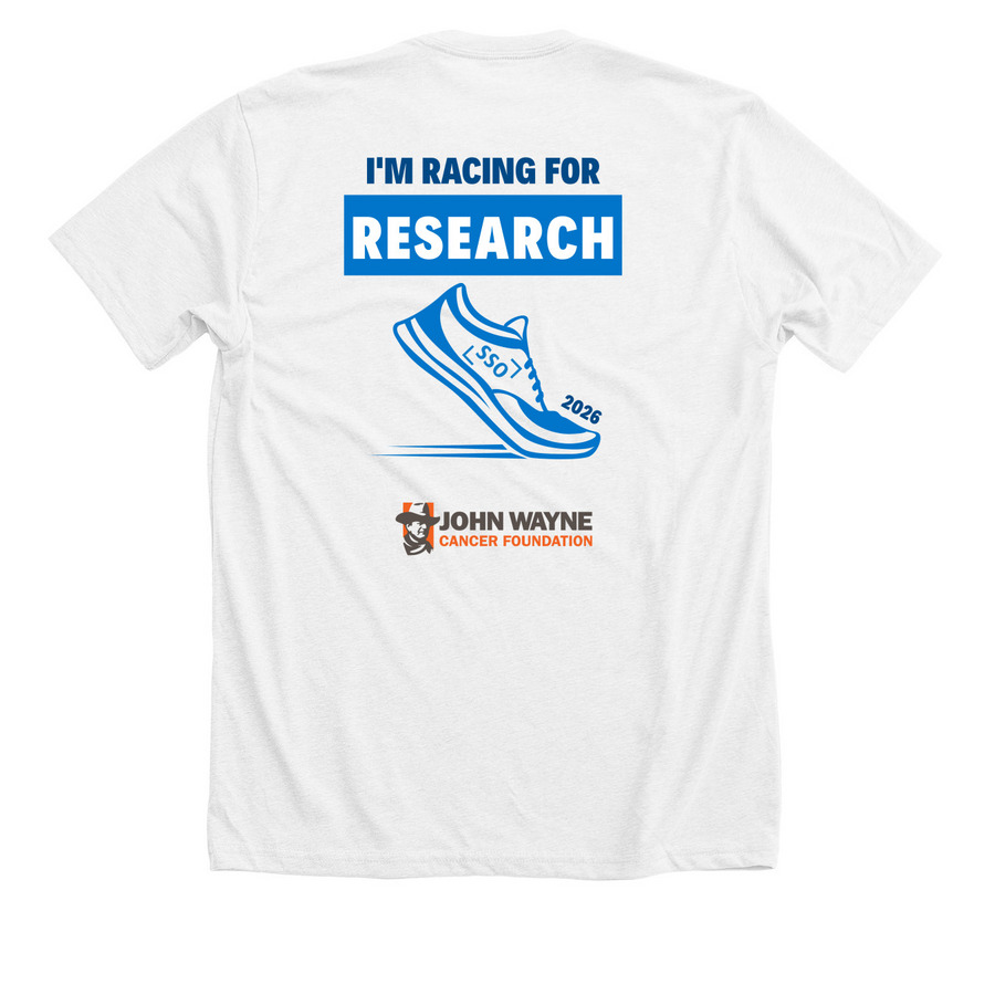 2026 SurgOnc Race for Research, a Solid White Blend Premium Unisex Tee (back-view)