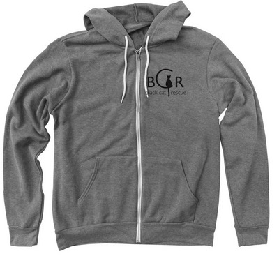 Black Cat Rescue - Small Logo Shirt, a Deep Heather Zip Up Hoodie