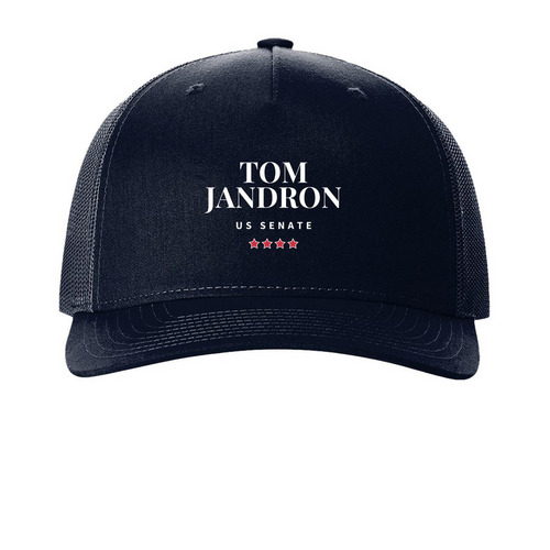 Campaign Logo Hats, a Navy Printed Five-Panel Trucker Cap