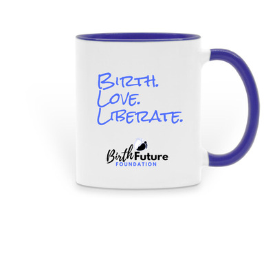 BFF: Birth. Love. Liberate. Mug, a Dark Blue Two-Tone Ceramic Mug