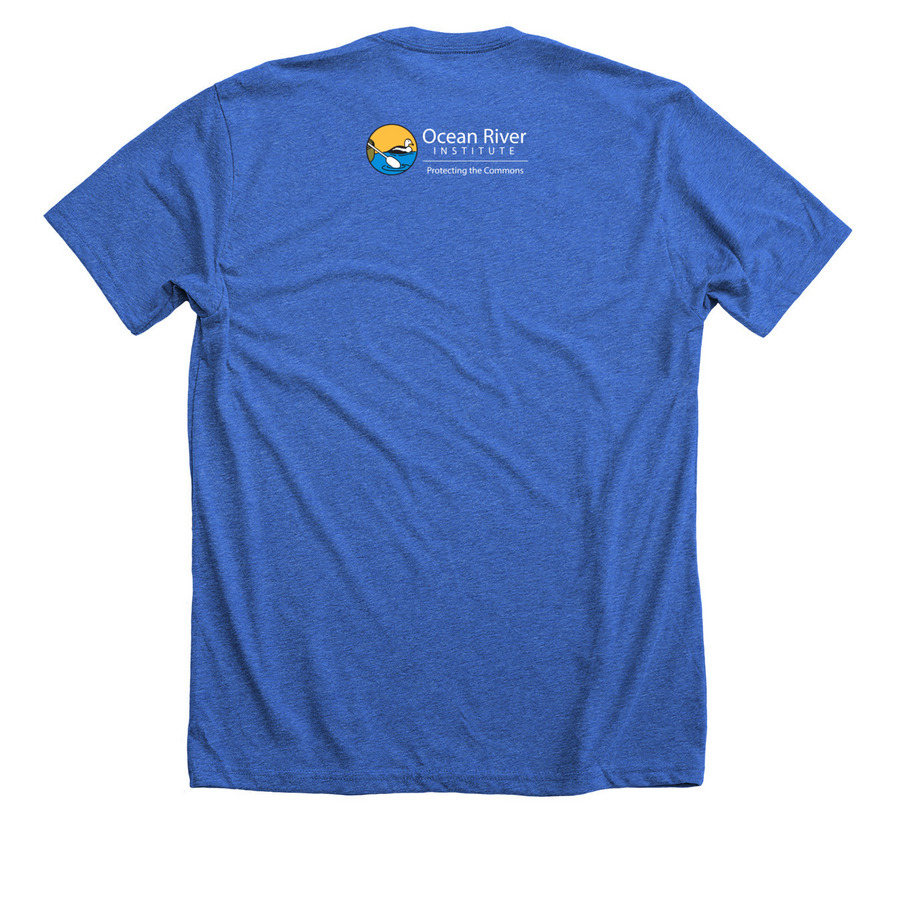 Whales Are Us, a Heather True Royal Premium Unisex Tee (back-view)