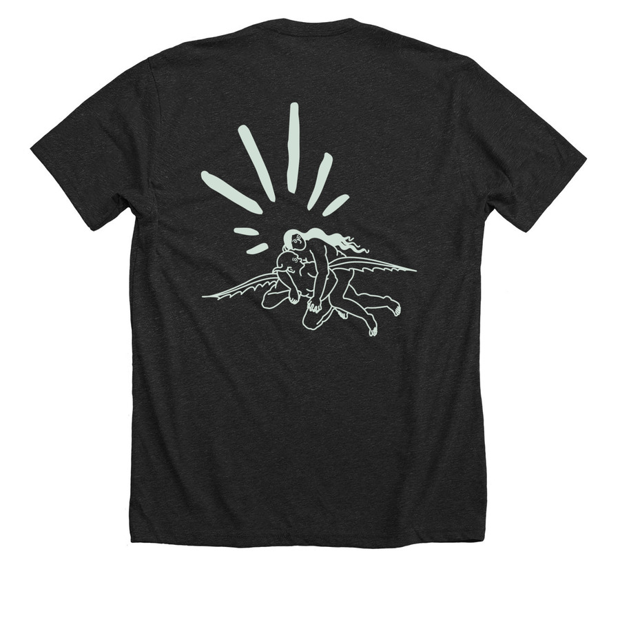 NAT.BRUT DARK TEE, a Dark Grey Heather Premium Unisex Tee (back-view)