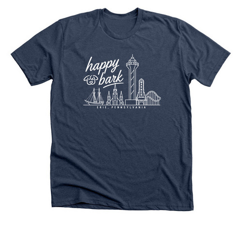 Hometown Happy, a Heather Navy Premium Unisex Tee