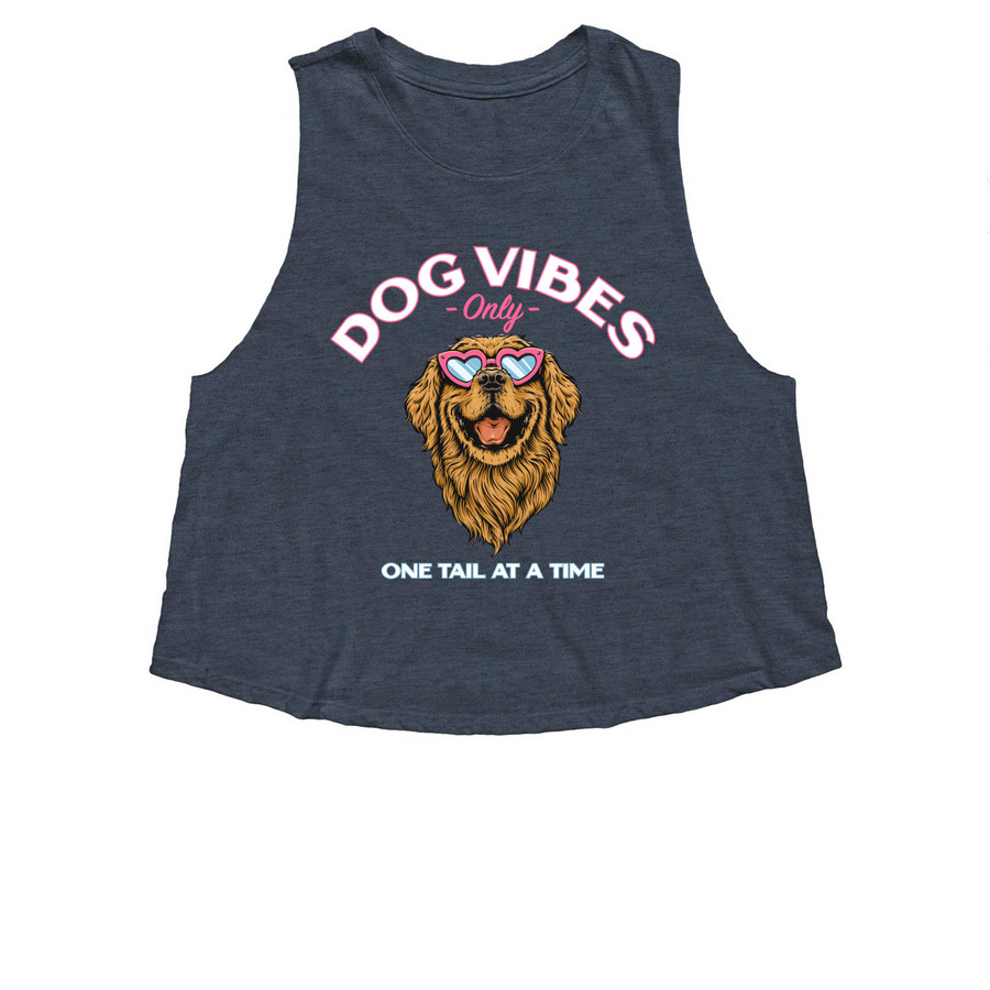 Dog Vibes Only, a Heather Navy Women's Cropped Racerback Tank