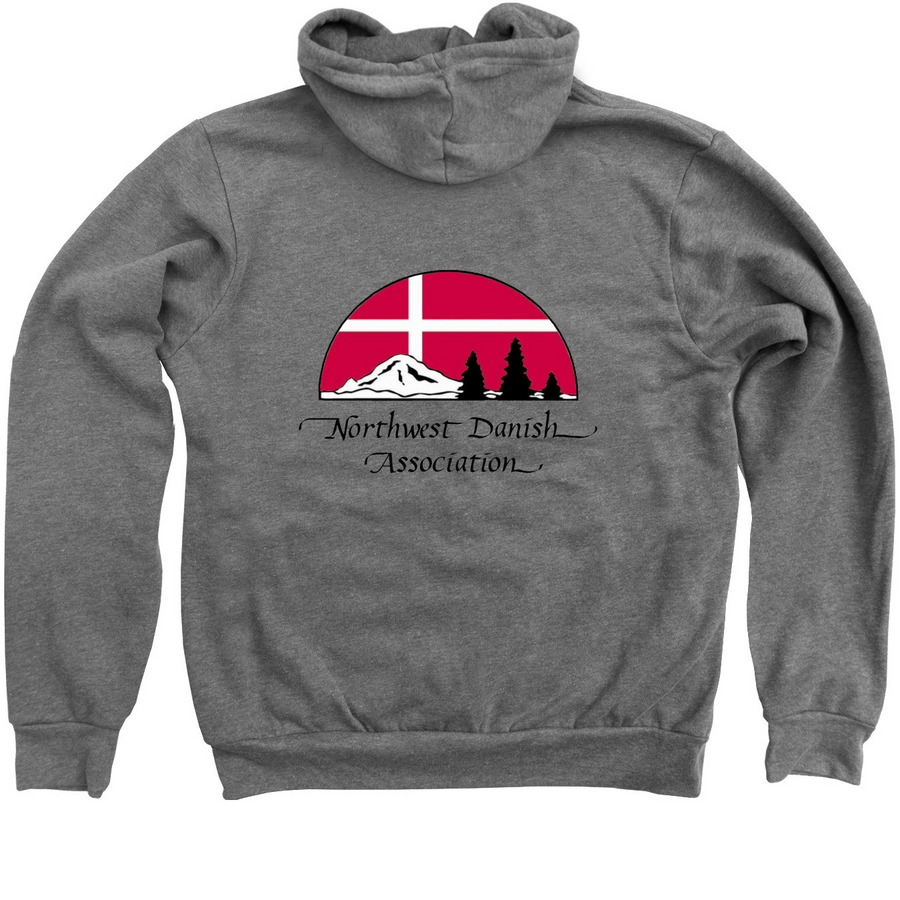 For the Love of Denmark - NWDA, a Deep Heather Zip Up Hoodie (back-view)