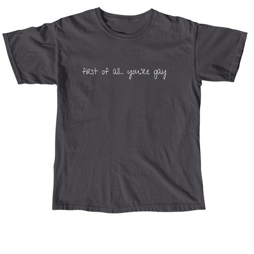 First of all.. you're gay (comfort colors), a Graphite Comfort Colors Unisex Tee
