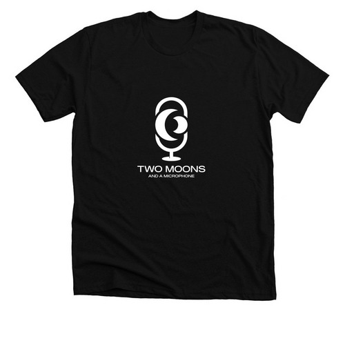 Two Moons and A Microphone logo, a Solid Black Blend Premium Unisex Tee