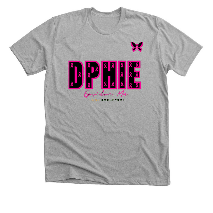 Breast Cancer Awareness Delta Phi Epsilon, a Athletic Heather Premium Unisex Tee