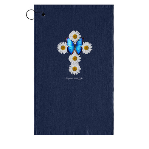 Faith in Bloom, a Navy Golf Towel
