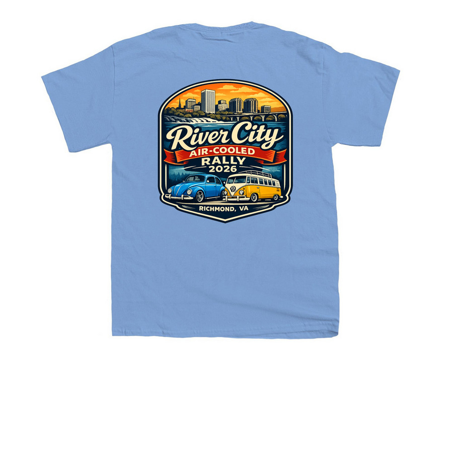 River City Air-Cooled Rally 2026, a Carolina Blue Youth Unisex Tee (back-view)