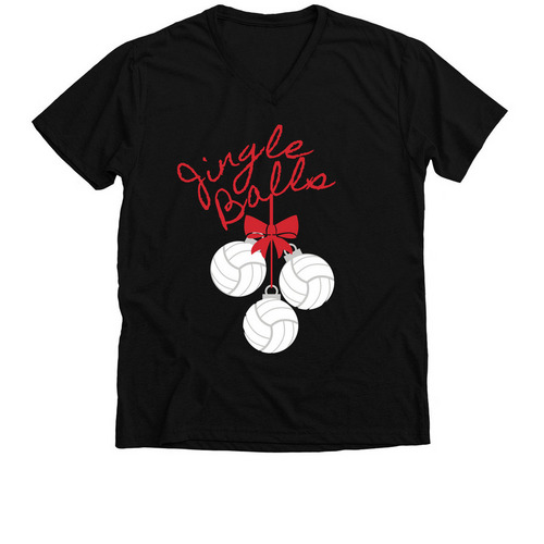 Jingle Balls Volleyball, a Solid Black Blend Premium V-Neck Tee