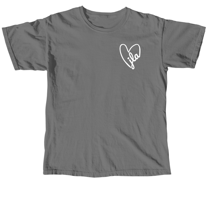 JLA Heart w/ Back Logo, a Grey Comfort Colors Unisex Tee
