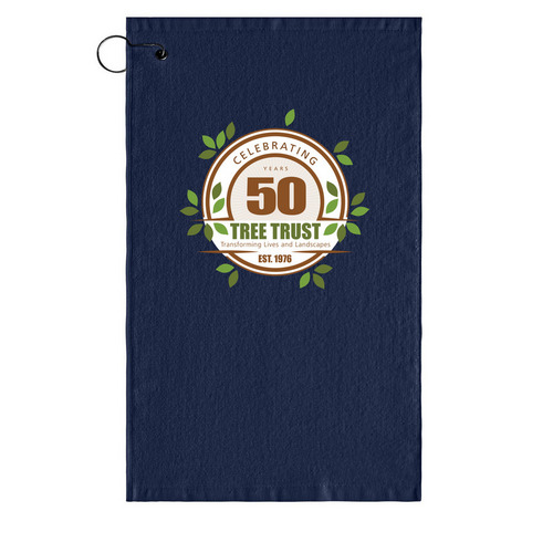 Tree Trust 50th Golf Towel, a Navy Golf Towel