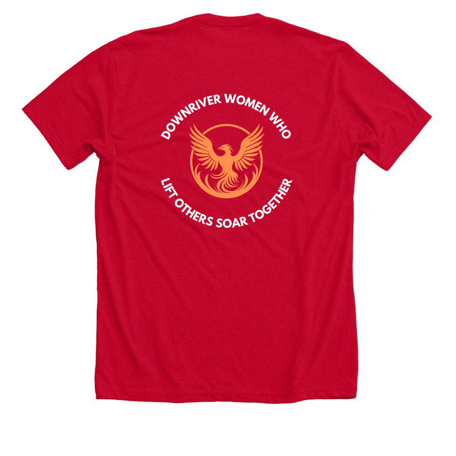SOAR TOGETHER, a Solid Red Blend Premium Unisex Tee (back-view)