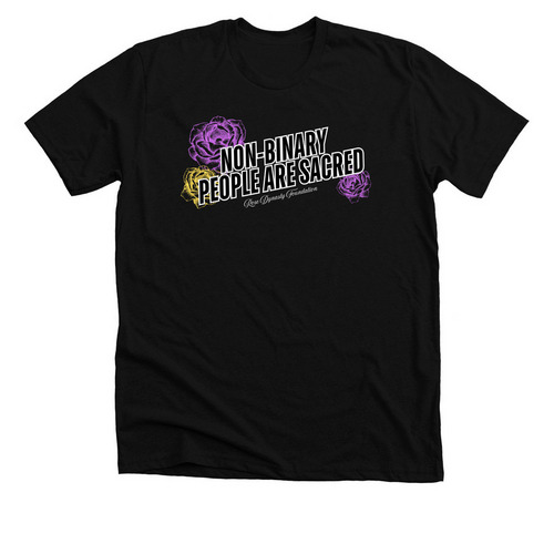 Non-Binary People Are Sacred, a Solid Black Blend Premium Unisex Tee