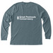 White logo hoodies & shirts, a Heather Slate Premium Long Sleeve Tee (back-view)