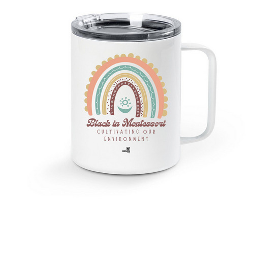 Black in Montessori, a White Stainless Steel Travel Mug