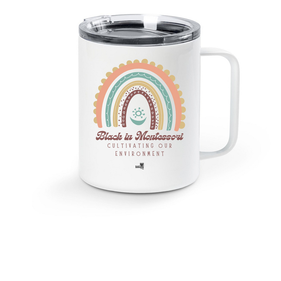 Black in Montessori, a White Stainless Steel Travel Mug