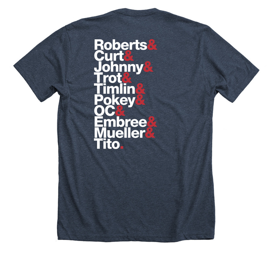 2004 Squad: Two-Sided, a Heather Midnight Navy Premium Unisex Tee (back-view)