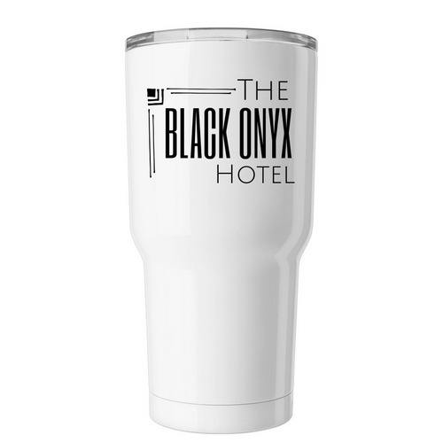 The Black Onyx Hotel, a White Insulated Tumbler