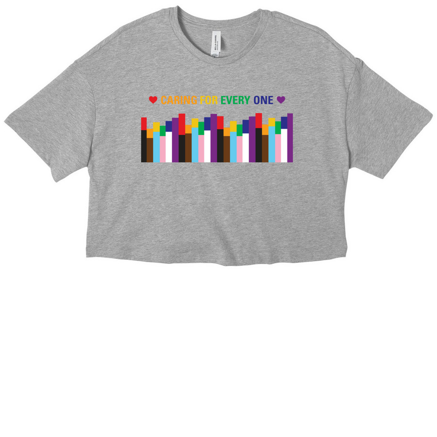 Caring For Everyone, a Athletic Heather Women?s Cropped Cotton Tee