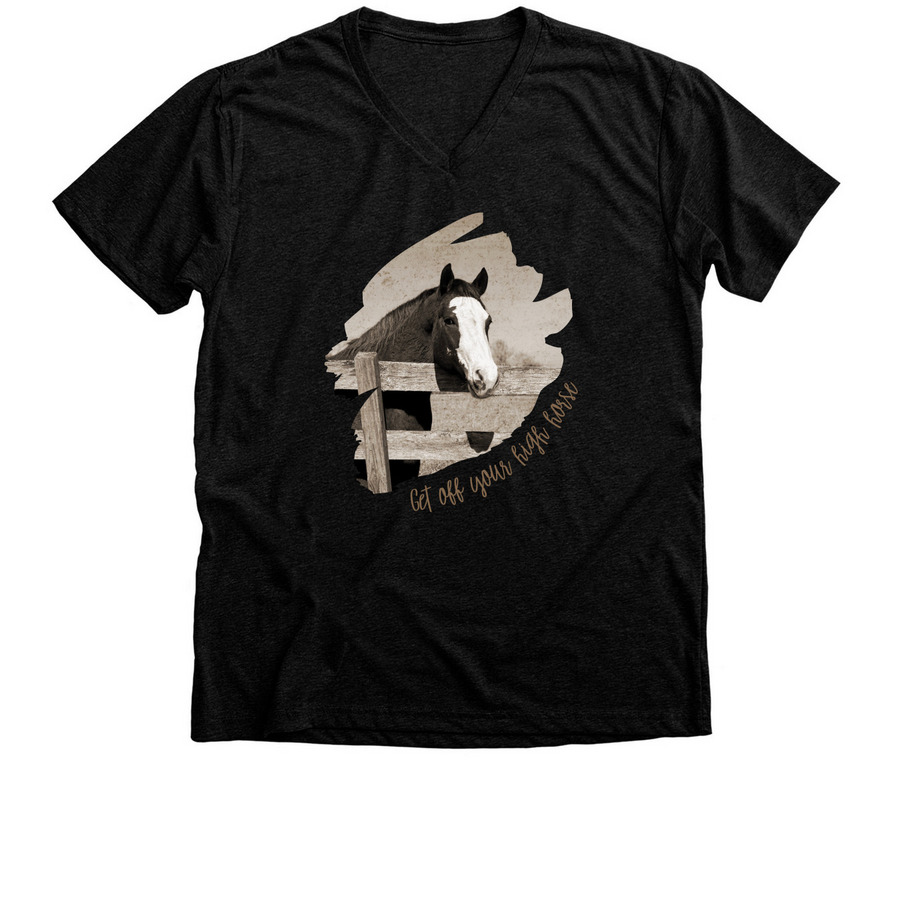 Get Off Your High Horse, a Black Heather Premium V-Neck Tee
