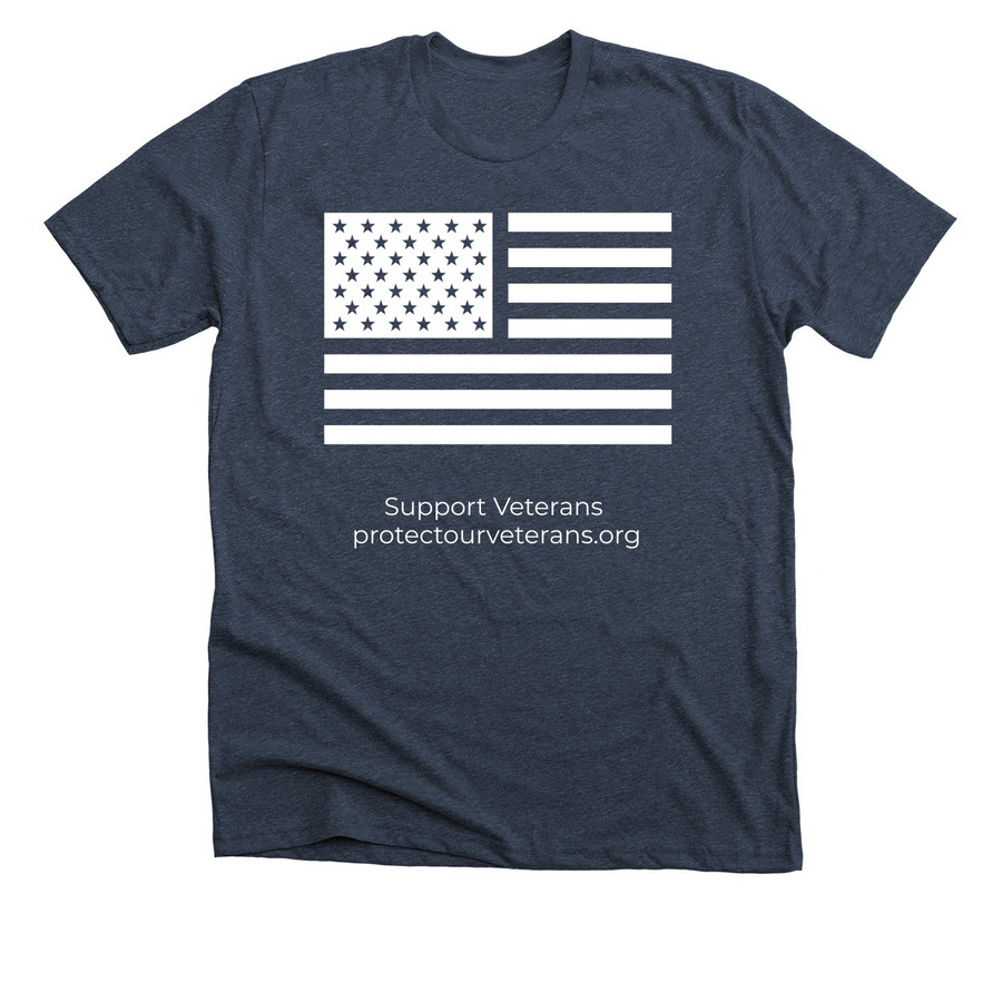 Veterans helping veterans, a Heather Midnight Navy Premium Unisex Tee