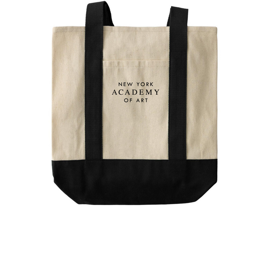 The Academy Shopping Tote, a Natural/Black Two-Tone Grocery Tote Bag