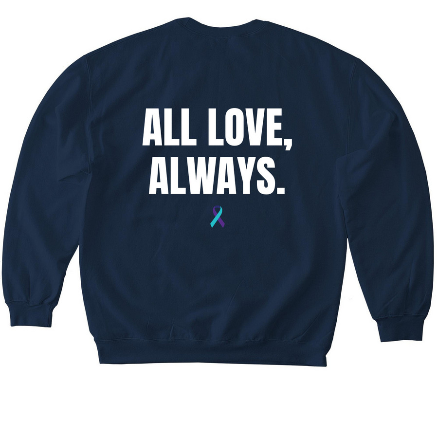 All love, always., a Navy Softstyle Crewneck Sweatshirt (back-view)
