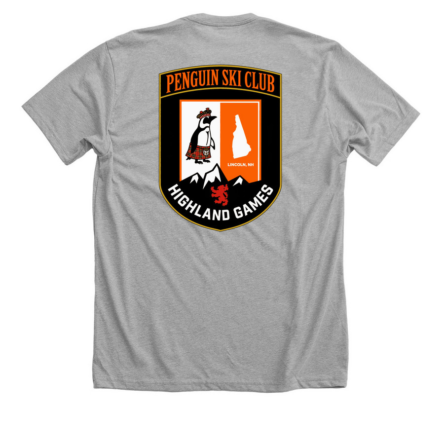 Highland Games X Penguin, a Athletic Heather Premium Unisex Tee (back-view)